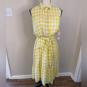 Nanette Lepore midi dress green & white plaid SZ 4